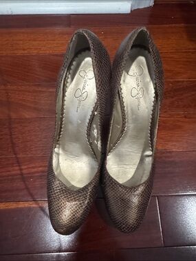 Jessica Simpson Brown Snake-Print Heels